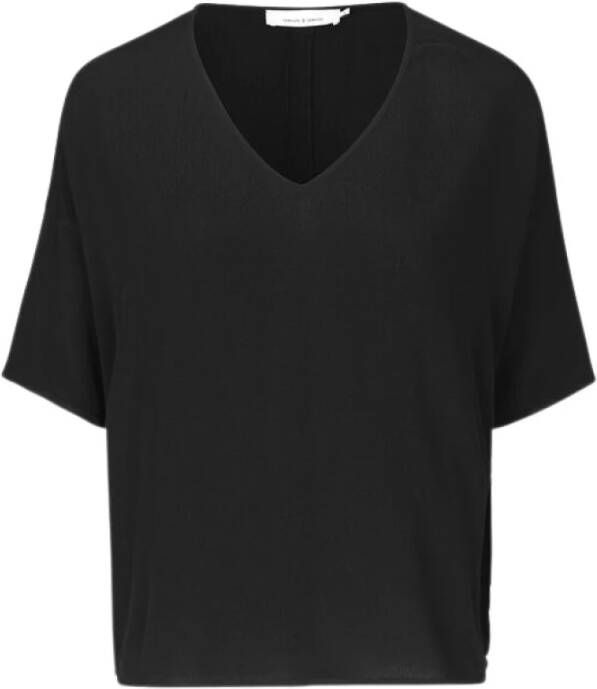 Samsøe Stijlvolle V-Hals T-Shirt Zwart Dames