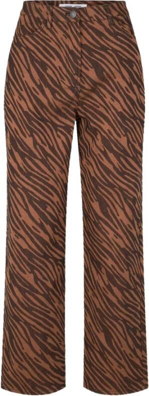Samsøe Tiger Print Rechte Broek Bruin Dames
