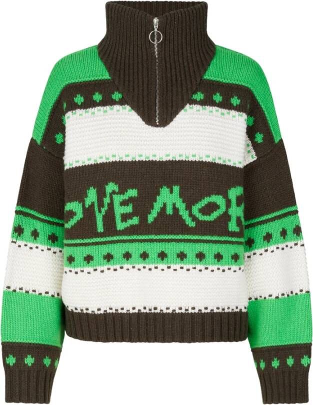 Samsøe Turtleneck Trui met Grafisch Jacquard Patroon Groen Dames