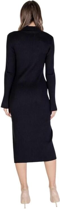 Sandro Ferrone Zwarte Viscose Jurk Herfst Winter Collectie Black Dames - Foto 2
