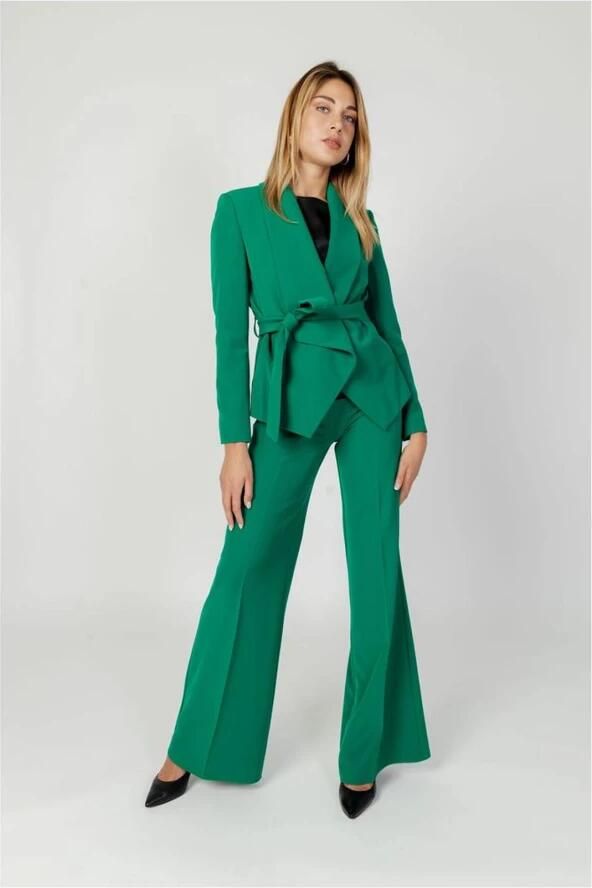 Sandro Ferrone Groene Polyester Blazer Herfst Winter Collectie Green Dames