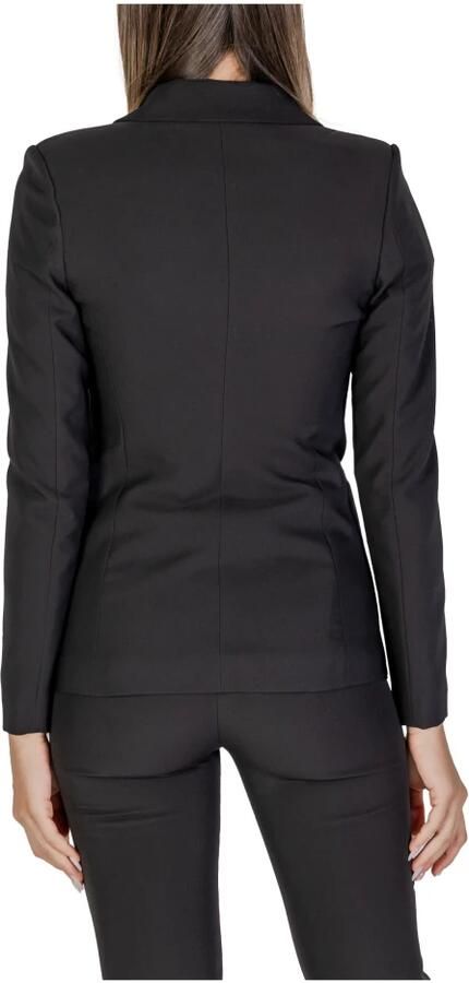 Sandro Ferrone Zwarte Polyester Elastaan Blazer Black Dames