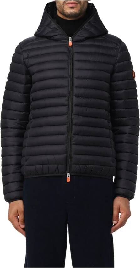 Save The Duck Zwarte Gewatteerde Plumtech Jas met Capuchon Black Heren