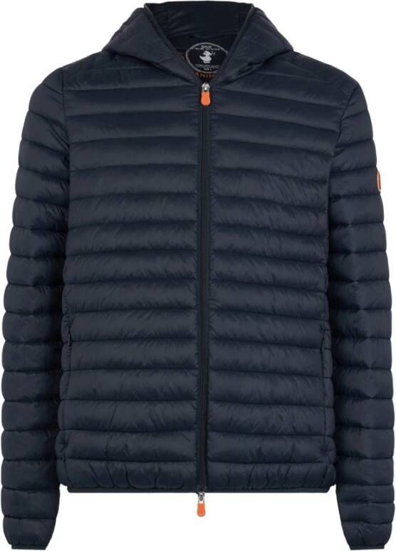 Save The Duck Korte gewatteerde jas met capuchon en rits voor heren Blauw Heren
