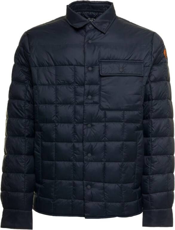 Save The Duck Eco Donsjas met Hoge Kraag en Voorknoppen Blauw Heren