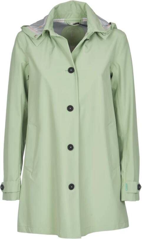 Save The Duck Groene Ss23 Trenchcoat met Capuchon Groen Dames