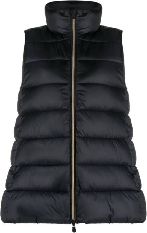 Save The Duck Koraal Hoge Nek Gewatteerd Gilet Zwart Dames