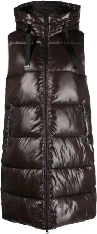 Save The Duck Lange Puffer Gilet Bruin Dames