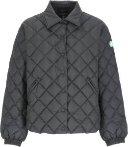 Save The Duck Logo-Patch Quilted Jacket Zwart Dames