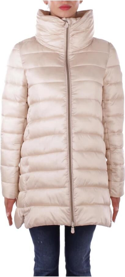 Save The Duck Glanzende Nylon Jas met Ritssluiting Beige Dames - Foto 11
