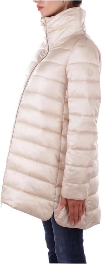 Save The Duck Glanzende Nylon Jas met Ritssluiting Beige Dames - Foto 9
