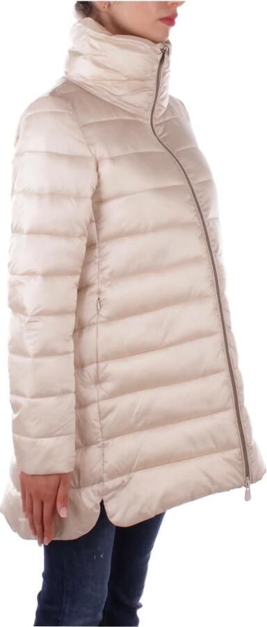 Save The Duck Glanzende Nylon Jas met Ritssluiting Beige Dames - Foto 7