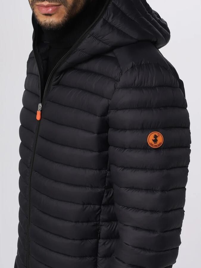 Save The Duck Zwarte Gewatteerde Plumtech Jas met Capuchon Black Heren - Foto 4
