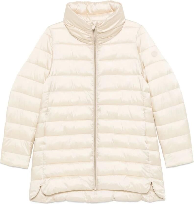 Save The Duck Glanzende Nylon Jas met Ritssluiting Beige Dames