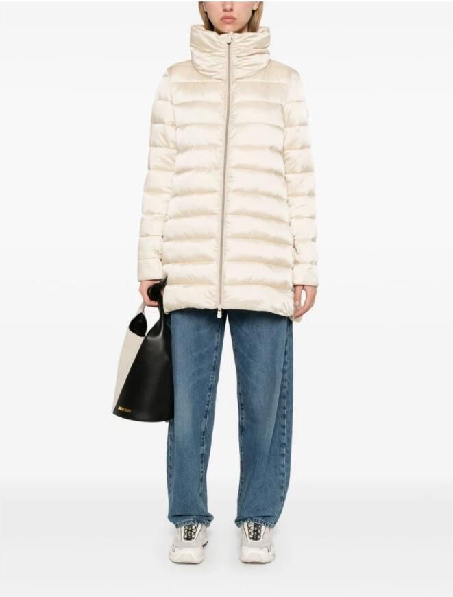 Save The Duck Glanzende Nylon Jas met Ritssluiting Beige Dames - Foto 3