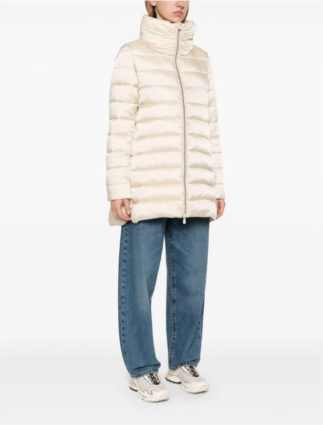 Save The Duck Glanzende Nylon Jas met Ritssluiting Beige Dames - Foto 5