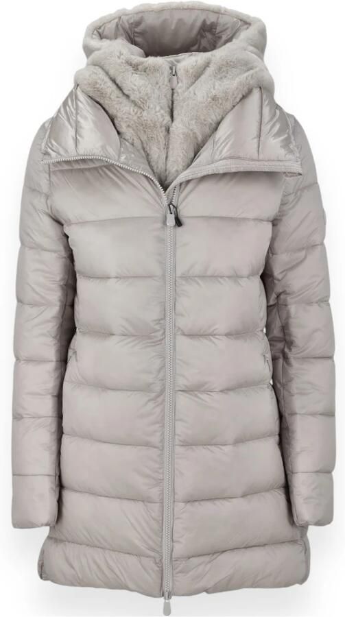 Save The Duck Matilda Grijze Gewatteerde Jas met Capuchon Gray Dames