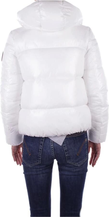 Save The Duck Witte Jas met Capuchon en Zijlogo met Ritssluiting White Dames