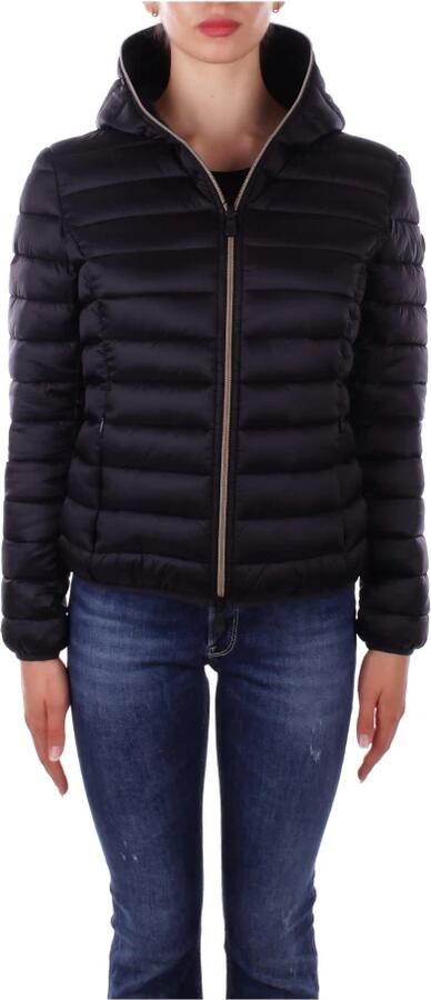 Save The Duck Zwarte Daisy Gewatteerde Jas met Capuchon Black Dames - Foto 6