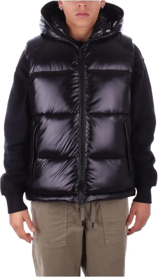 Save The Duck Zwarte Mouwloze Logo Hooded Jas Black Heren - Foto 6