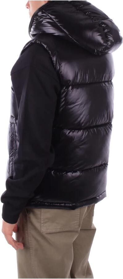 Save The Duck Zwarte Mouwloze Logo Hooded Jas Black Heren - Foto 3