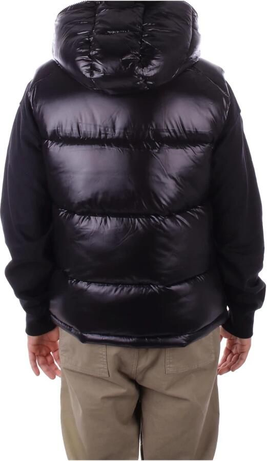 Save The Duck Zwarte Mouwloze Logo Hooded Jas Black Heren