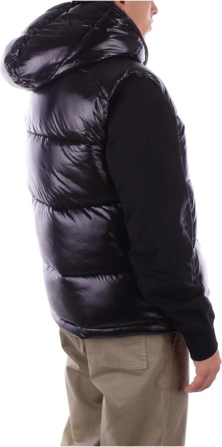 Save The Duck Zwarte Mouwloze Logo Hooded Jas Black Heren - Foto 2