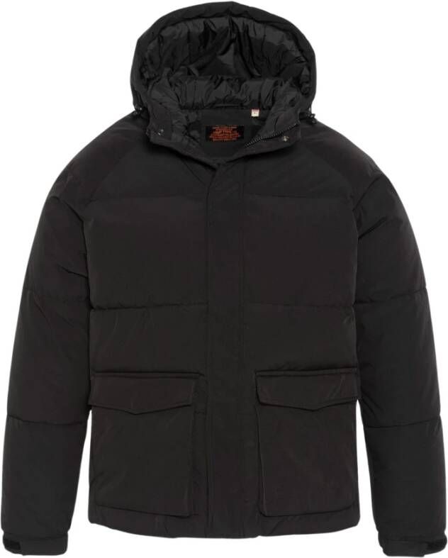 Schott NYC Dikke gevoerde jas met capuchon Zwart Black Heren
