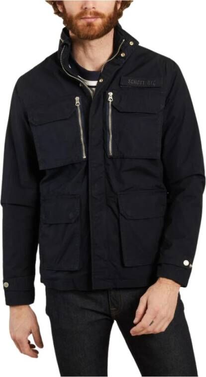 Schott NYC Fielda 2 canvas jas met zakken Blauw Heren