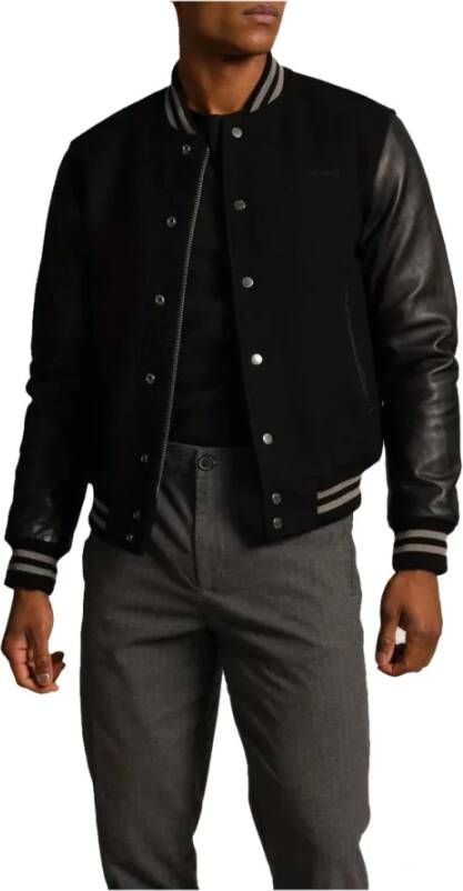 Schott NYC Herenjas met leren mouwen en patch Zwart Heren
