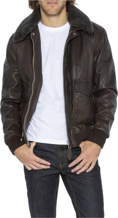 Schott NYC LC Flight Jacket met afneembare kraag Bruin Heren