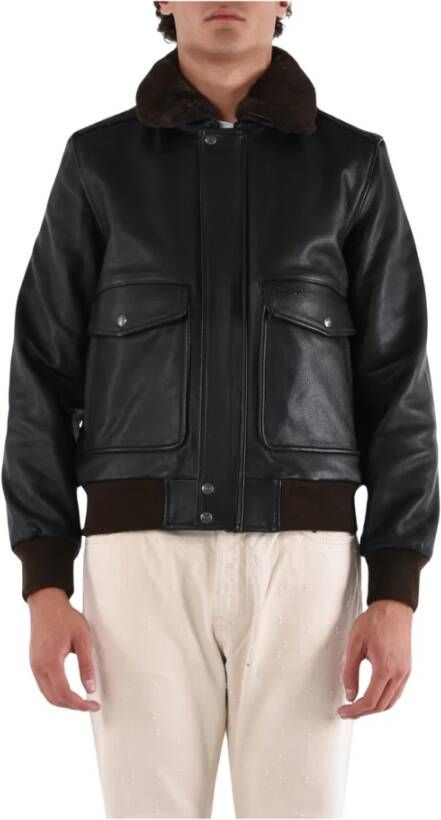 Schott NYC Leren jas met ritssluiting Bruin Heren
