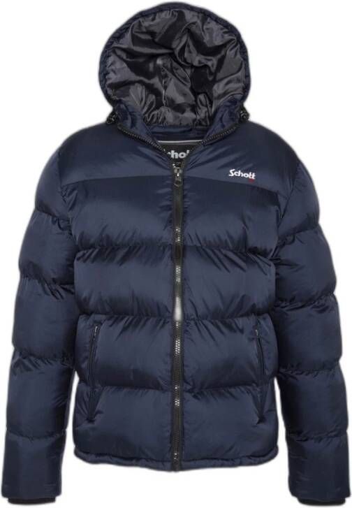 Schott NYC Ritsjack met geborduurde capuchon Schott Blauw Heren