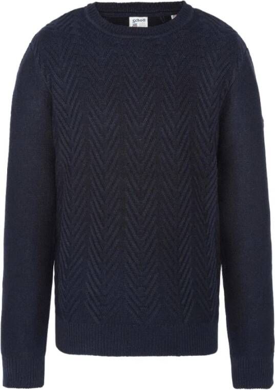 Schott NYC Ronde hals trui Tons: Blauw Blue Heren
