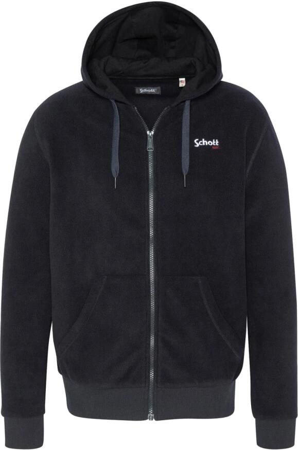 Schott NYC Blauwe capuchontrui met rits Black Heren