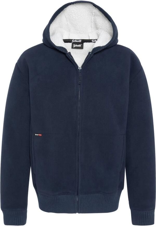 Schott NYC Blauwe hoodie met fleece voering Blue Heren
