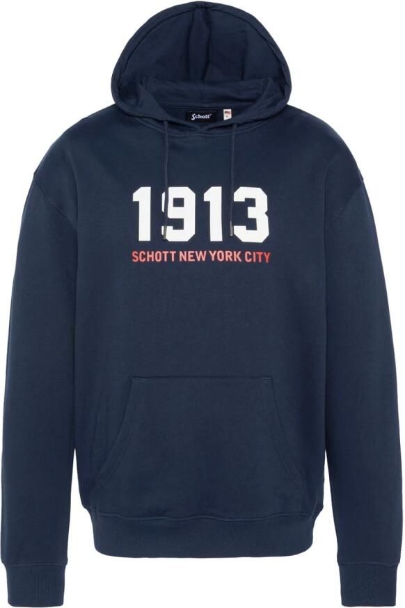 Schott NYC Blauwe katoenen hoodie Blue Heren