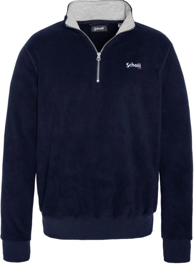 Schott NYC Fleece trui met ritsblauw Blue Heren