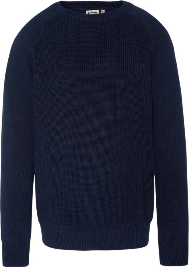 Schott NYC Geribbelde katoenen trui Tonnen blauw Blue Heren - Foto 3