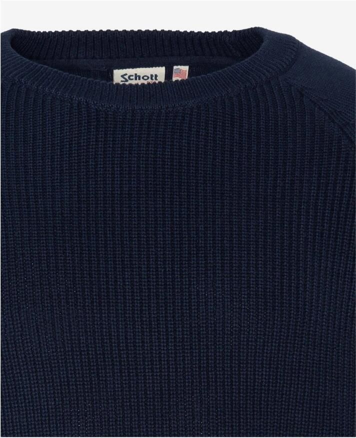 Schott NYC Geribbelde katoenen trui Tonnen blauw Blue Heren - Foto 2