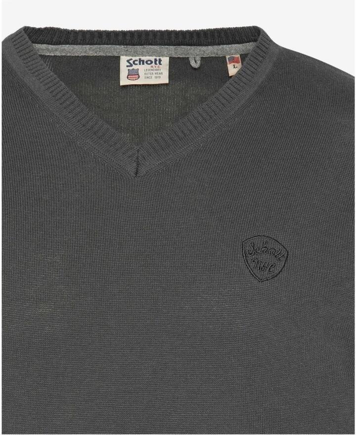 Schott NYC Grijze V-hals gebreide trui Gray Heren - Foto 2