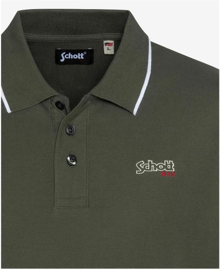 Schott NYC Groene Polo Shirt Paul Green Heren - Foto 2
