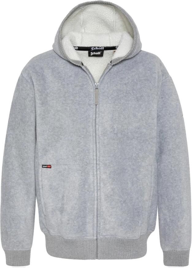 Schott NYC Hoodie met fleece voering Gray Heren