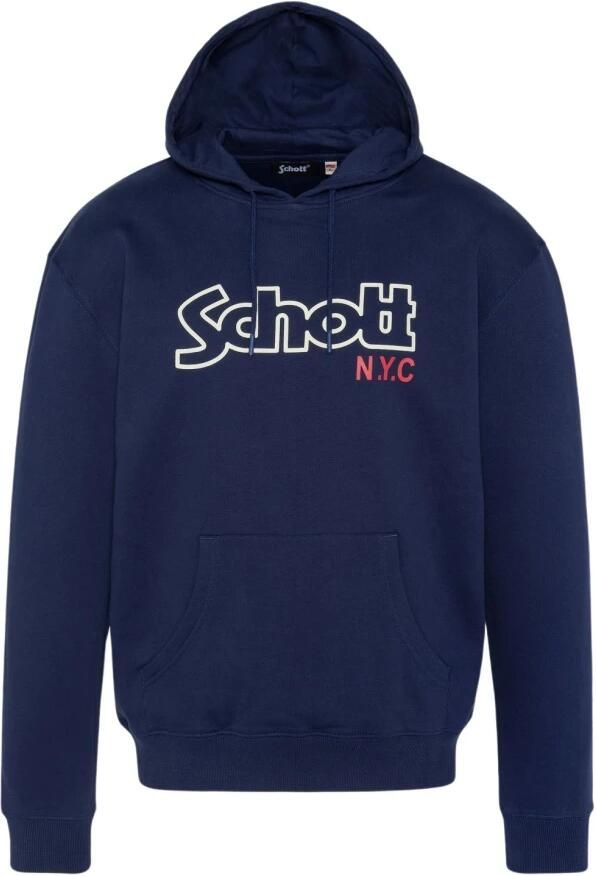 Schott NYC Iconische Sidney Hoodie Blauw Blue Heren - Foto 3