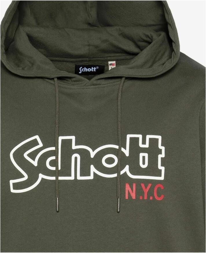 Schott NYC Iconische Sidney Hoodie Groen Green Heren - Foto 2