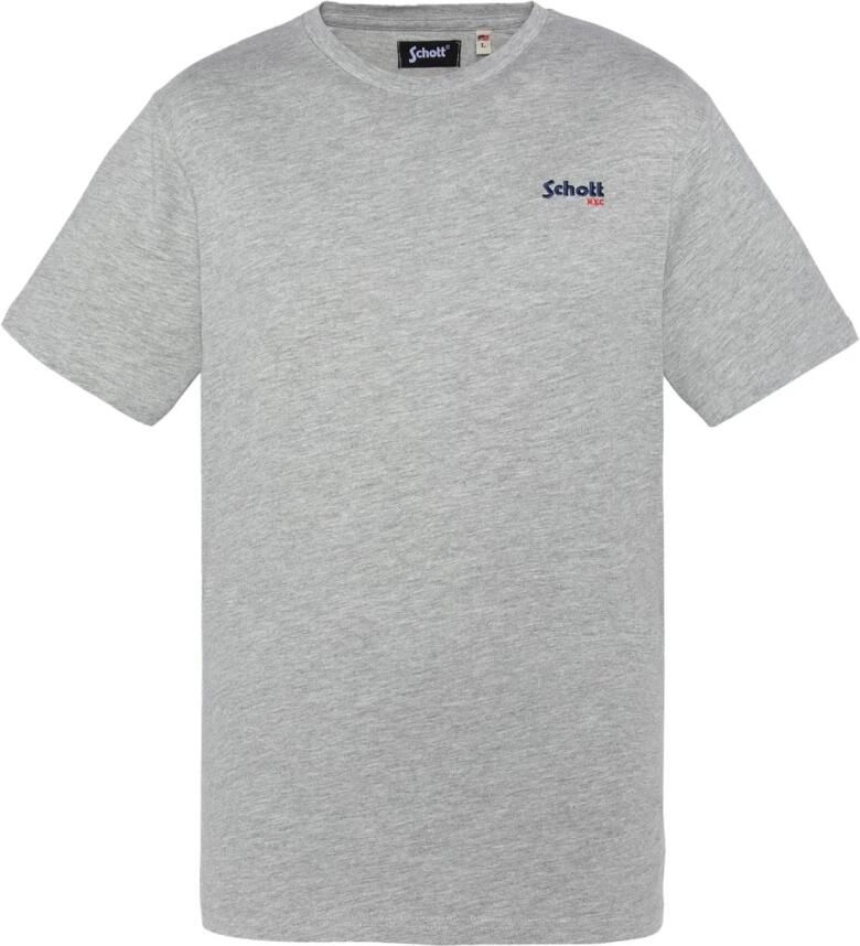 Schott NYC Katoen Logo TShirt Korte Mouw Gray Heren