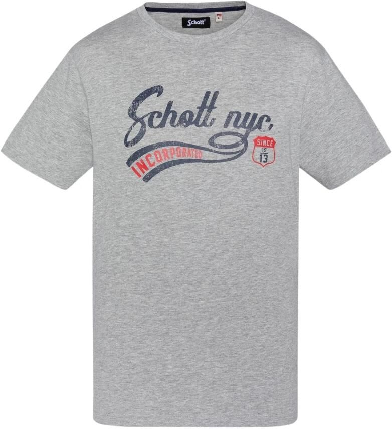 Schott NYC Katoenen handtekening T-shirt Tyron Gray Heren - Foto 3