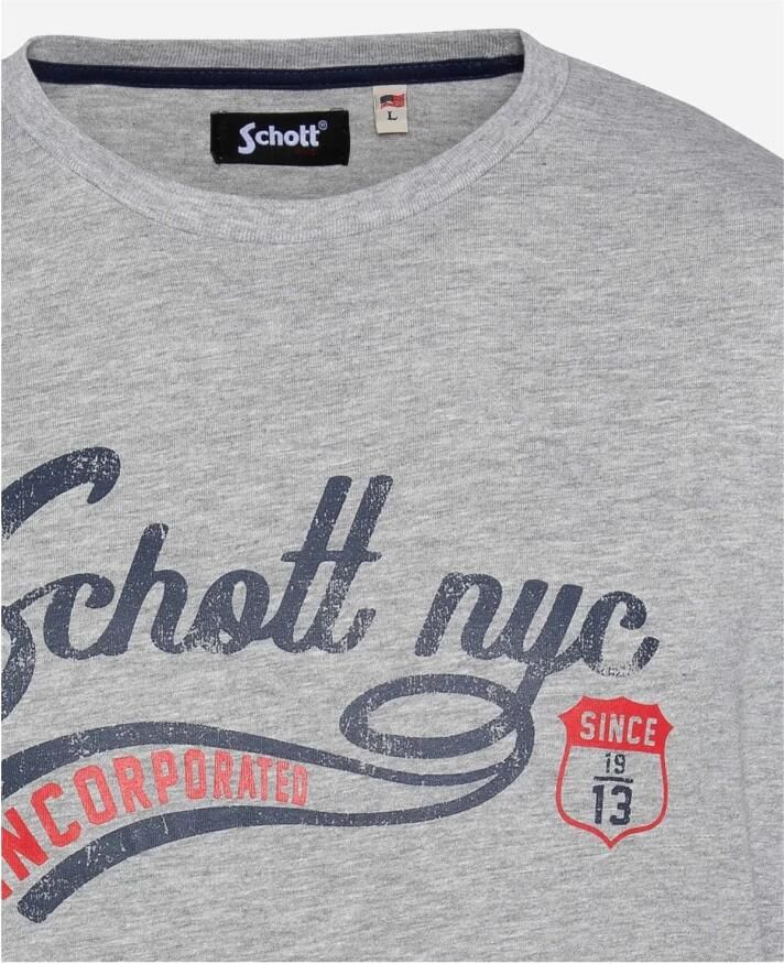 Schott NYC Katoenen handtekening T-shirt Tyron Gray Heren - Foto 2