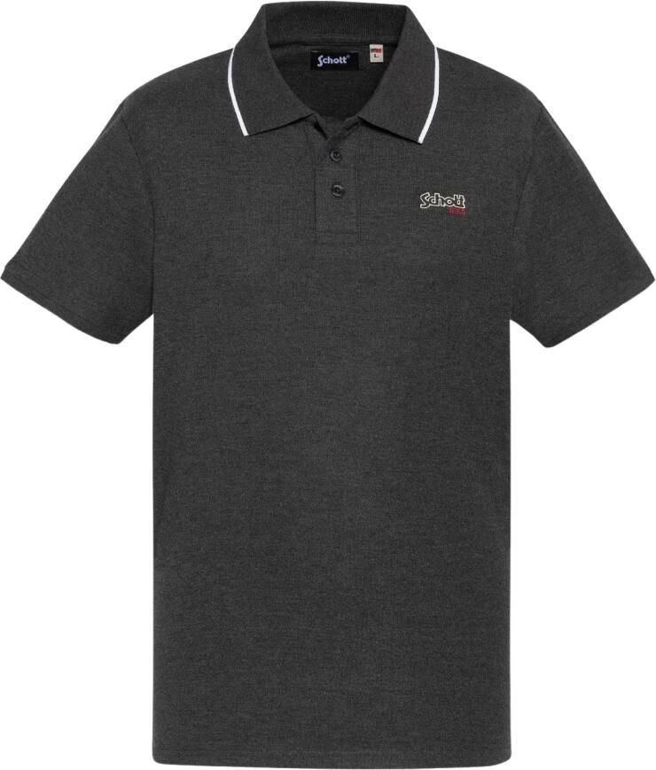 Schott NYC Katoenen poloshirt met korte mouwen Gray Heren - Foto 3