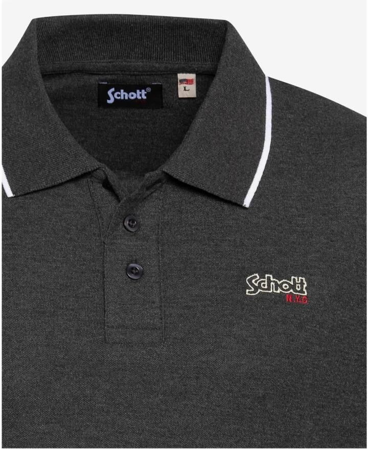 Schott NYC Katoenen poloshirt met korte mouwen Gray Heren